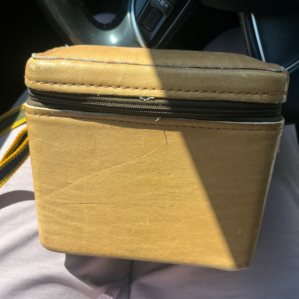 Tan cowhide camera bag